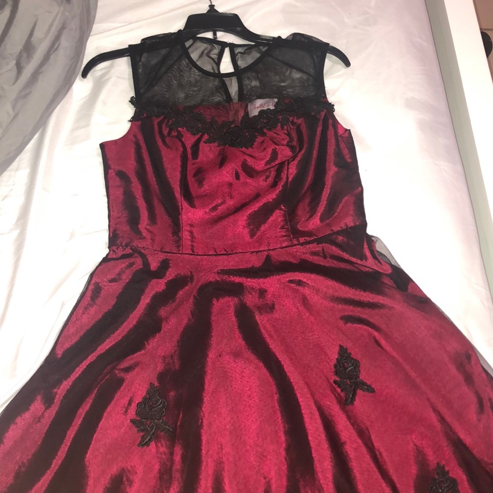 Mahogany and black vintage mid length dress